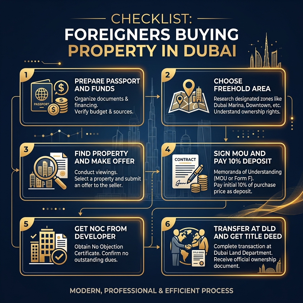 Step by step checklist for foreigners buying property in Dubai