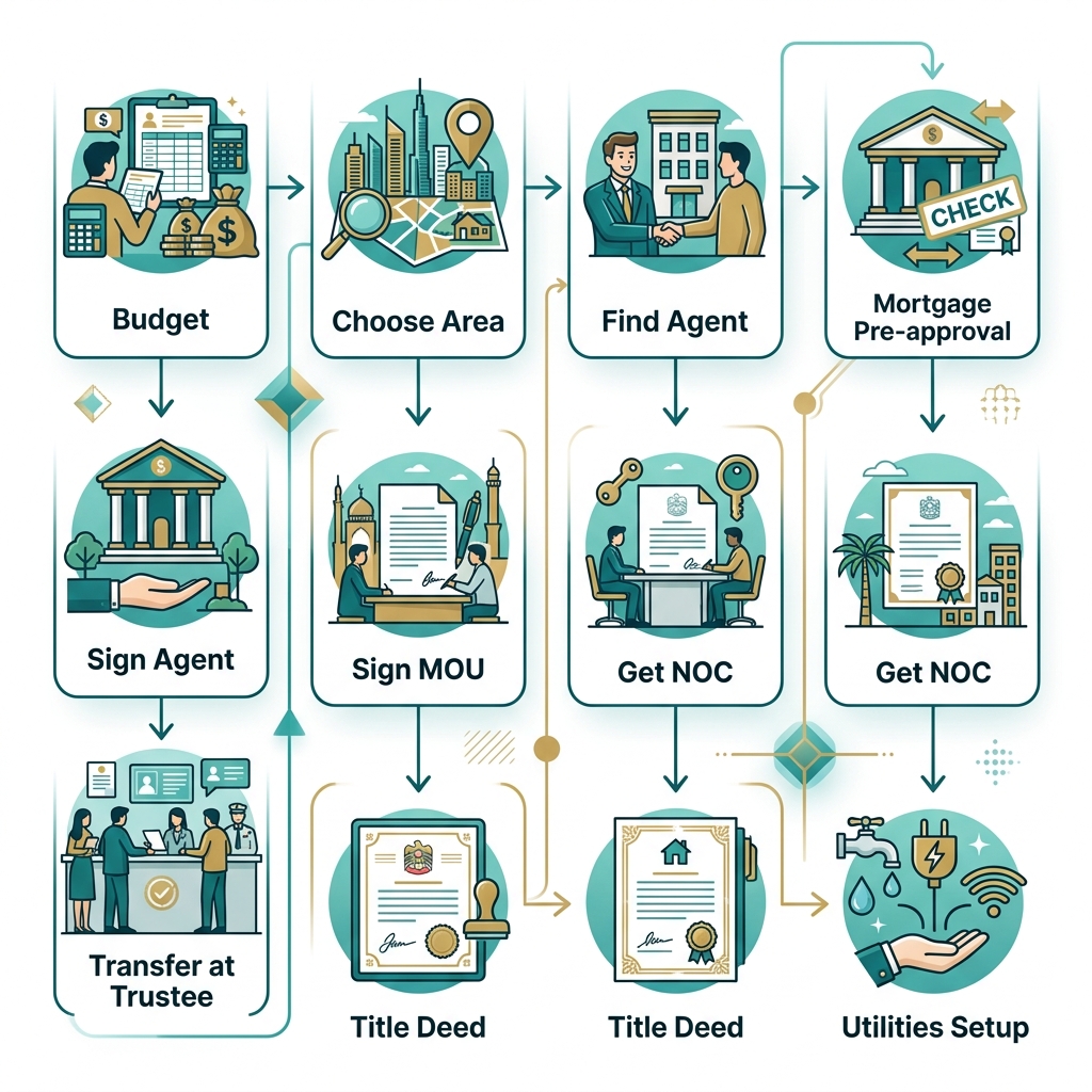 Step by step Dubai property buying process infographic
