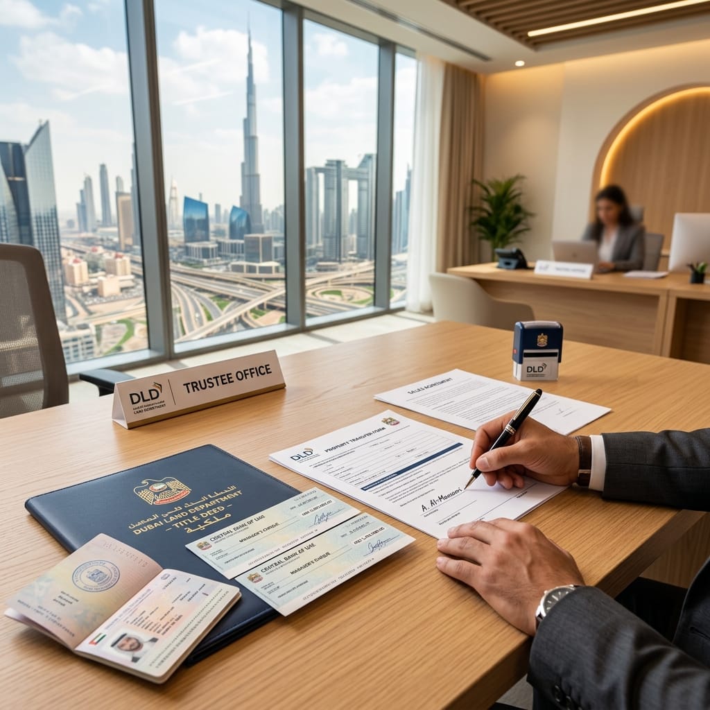 DLD property transfer process at trustee office in Dubai